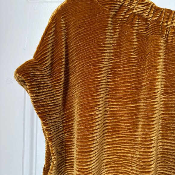 Gold Ribbed Velvet Sack Dress - Picture 4 of 7